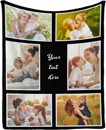Miniatura 26 de InterestPrint Manta con foto, regalos personalizados para mamá, manta de collage de fotos personalizada para mamá de hija e hijo para cumpleaños