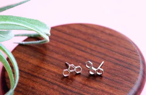 Miniatura 6 de Helen de Lete Preciosos pendientes de plata esterlina con forma de panal, Plata de ley