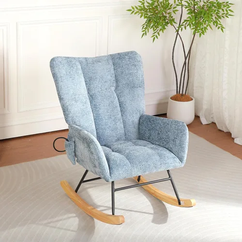 Miniatura 17 de Sillas Mecedoras - Mecedora para habitación del bebé con bolsa de aire, silla mecedora de lectura para interiores, acogedoras sillas mecedoras