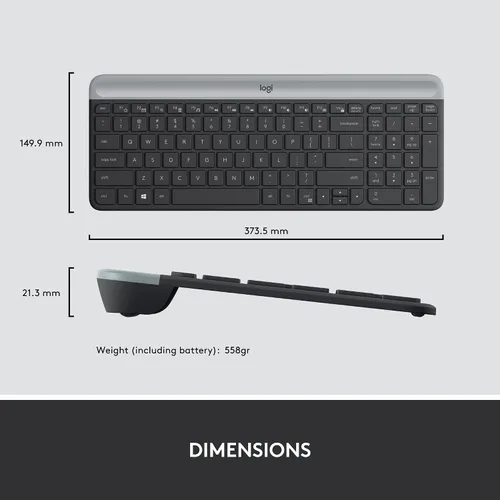 Miniatura 9 de Logitech MK470 - Combo de teclado y mouse inalámbricos delgados - Diseño compacto moderno, ultra silencioso, receptor USB de 2.4 GHz, conectividad