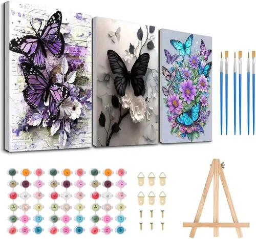 Miniatura 22 de Meothan Kits de pintura por números para adultos enmarcados, pintura de otoño por números para adultos principiantes, kits de pintura de calabaza