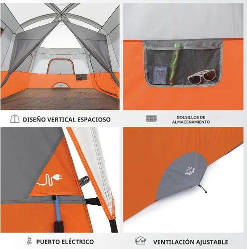 Miniatura 6 de CORE Tienda de campaña para camping familiar 10 personas/11 personas/12 personas grandes para múltiples habitaciones, tiendas de campaña