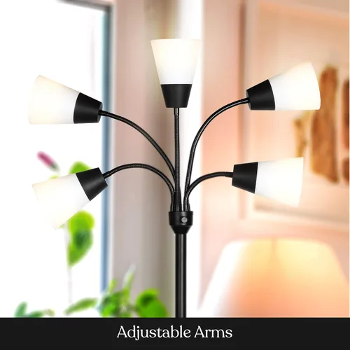 Miniatura 4 de Brightech Medusa - Lámpara de pie LED moderna – Lámpara de pie de múltiples cabezales para salas de estar y oficinas – Lámpara alta con pantalla