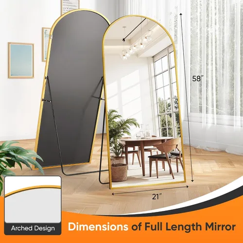 Miniatura 4 de Suidia Espejo de longitud completa, espejo de pie de 56 x 14 pulgadas, espejo de cuerpo completo con soporte para dormitorio, montado para colgar