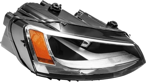 Miniatura 2 de Conjunto de faro delantero, carcasa cromada, reflector ámbar compatible con Jetta 2011-2018, paquete de 1 (lado derecho del pasajero)