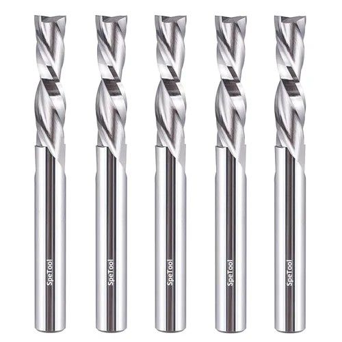 Miniatura 11 de SpeTool 5 brocas de compresión para enrutador de 1/4 de pulgada, diámetro de corte de 1/4 de pulgada, de carburo hacia arriba y hacia abajo, fresas