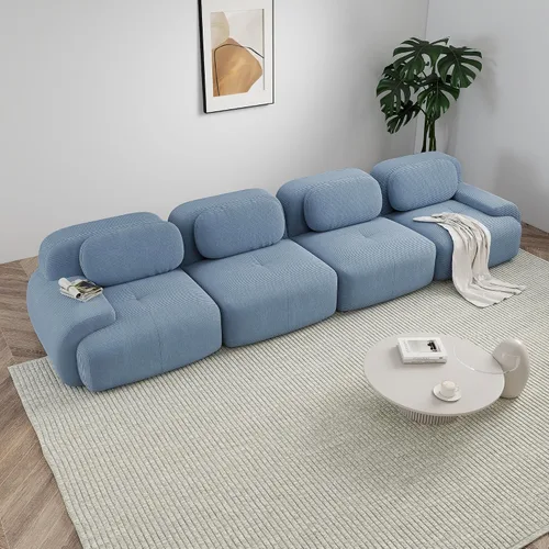 Miniatura 41 de Sofá modular sin hueso de 117 pulgadas, sofá modular en forma de L para sala de estar, sofá comprimido con asiento profundo, sofá nube de pana