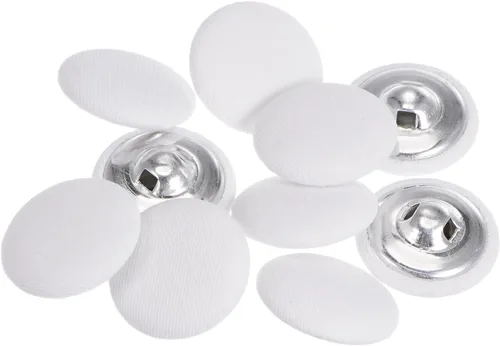 Miniatura 59 de HARFINGTON 10 botones de tela de 24L cubiertos de tela de 0.59 pulgadas, vástago de metal, botones de costura redondos para trajes, blusas de Azul