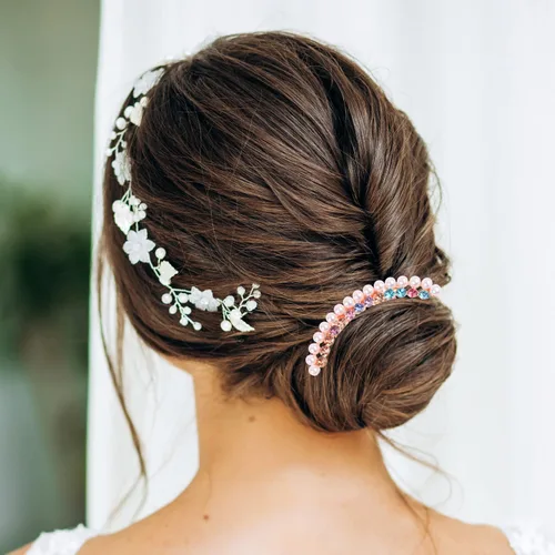 Miniatura 4 de Accesorios para el cabello con diamantes de imitación de perlas – Pinzas de horquilla de mariposa con cristales para moños updo, horquillas