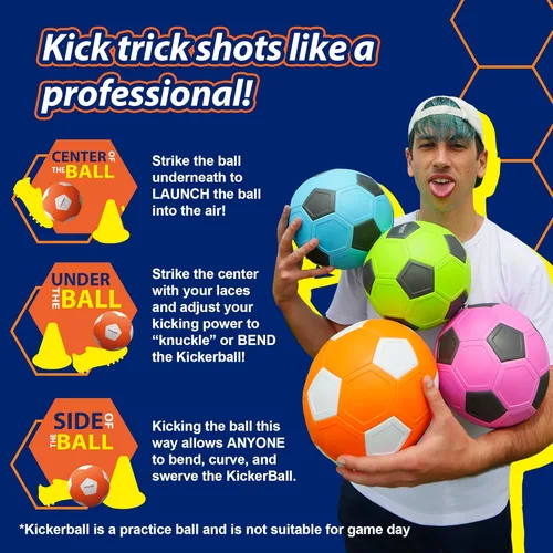 Miniatura 4 de Kickerball – Pelota de fútbol curva y con efecto – Patea como los profesionales, gran regalo para niños y niñas – Perfecto para partido o juego al