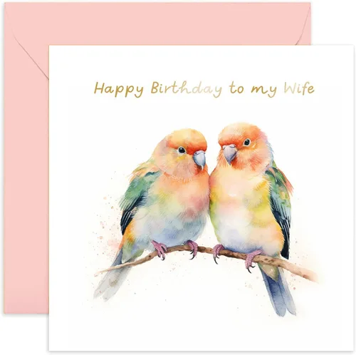 Old English Co. - Tarjeta de feliz cumpleaños para esposa – Tarjeta especial de cumpleaños para ella de parte del esposo – Bonita tarjeta de