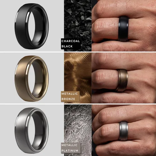 Miniatura 50 de ThunderFit Anillos de boda de silicona para hombre, 0.394 in de ancho y 0.098 in de grosor, paquete múltiple de variedad 1-7