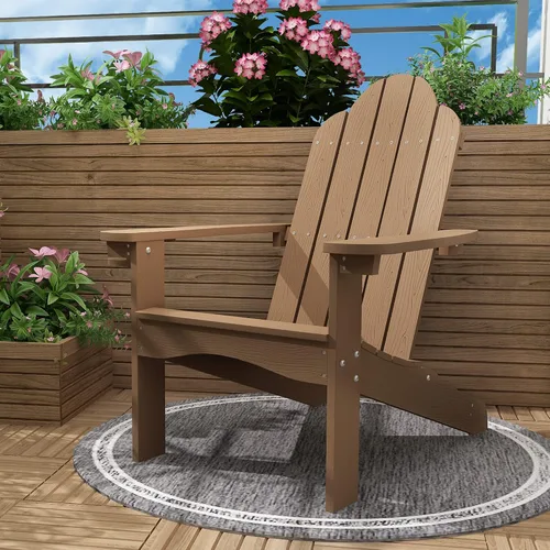 Miniatura 12 de LUE BONA HDPS Sillas Adirondack Set de 2, Silla para Hoguera al Aire Libre Resistente a la Intemperie con Portavasos, Silla Moderna de Plástico