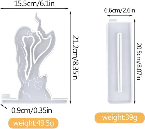 Miniatura 6 de Molde de resina para esculturas de pareja, kit de molde de silicona de estatua abstracta, molde de fundición epoxi para amantes del beso tallado