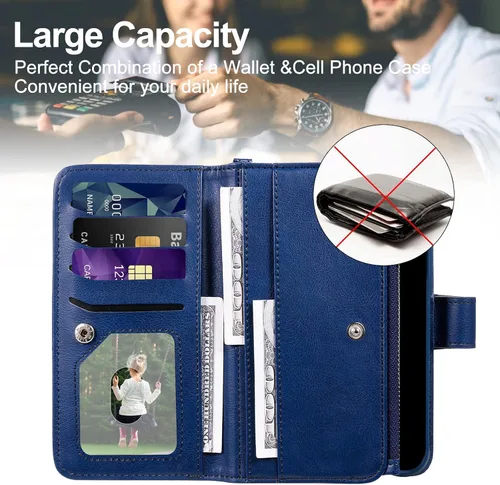 Miniatura 6 de Funda para Galaxy S22 Ultra, funda magnética desmontable 2 en 1, funda de piel sintética para teléfono con tarjetero para Samsung Galaxy S22 Ultra