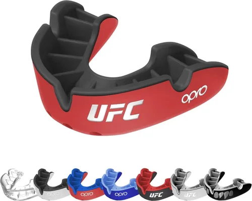 Miniatura 14 de OPRO Protector bucal moldeable de nivel plateado, ajuste esencial (negro/rojo) para niños y jóvenes, protector bucal de boxeo para artes marciales