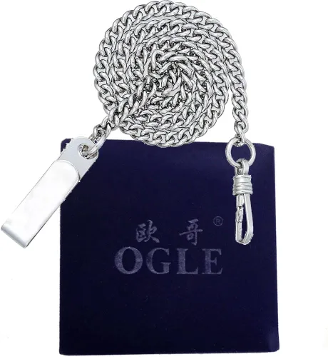 Miniatura 7 de OGLE Lupa luminosa impermeable Tourbillon Luna Sol Cadena Fob Auto viento automático mecánico reloj de bolsillo