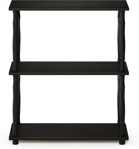 Miniatura 6 de Furinno Turn-N-Tube - Estantería de exhibición compacta, multiuso, de 3 niveles, con tubos clásicos, color espresso y negro Espresso / negro