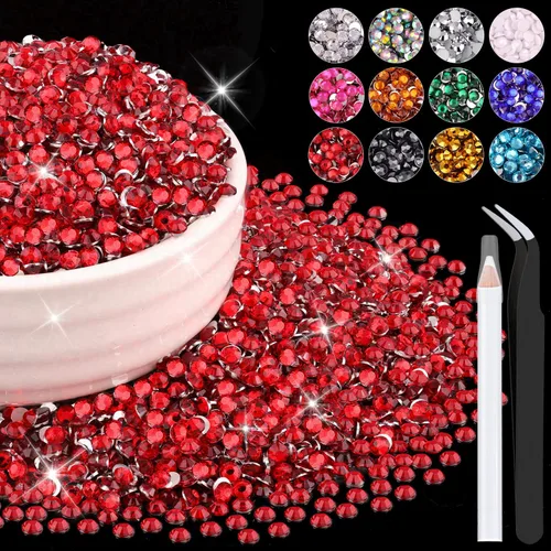 Miniatura 10 de 12000 diamantes de imitación de resina de 0.079 pulgadas a granel para manualidades (transparente), cristales deslumbrantes con parte trasera plana