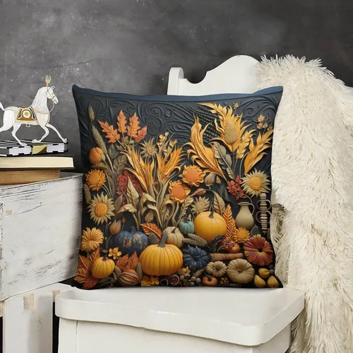 Miniatura 13 de Funda de almohada de paisaje, campo, otoño, otoño, tamaño estándar, otoño, día de Acción de Gracias, cuadrada, suave, doble cara, impresión, funda