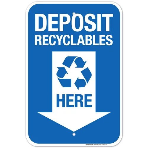 Miniatura 15 de Sigo Signs, Deposit Recyclables Here - Cartel de flecha hacia abajo, 12 x 18 pulgadas, 3M EGP reflectante aluminio .063, resistente a