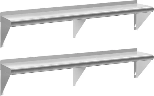Miniatura 22 de Estante de acero inoxidable de 12 x 36 pulgadas, estantes de acero inoxidable comerciales de 300 libras para montaje en pared, estantes de metal 1