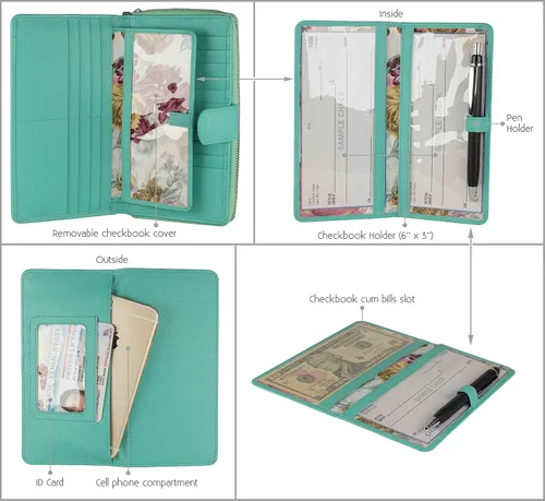 Miniatura 2 de Cartera grande de piel para mujer con bloqueo de identificación por radiofrecuencia