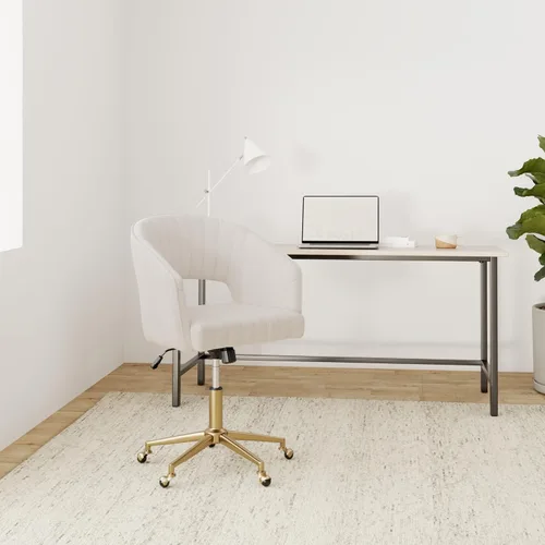 Miniatura 2 de Nrizc Silla de escritorio de oficina de terciopelo, sillas de escritorio tapizadas para oficina en casa con ruedas giratorias ajustables, silla
