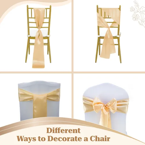 Miniatura 244 de mds - Lote de 10 lazos de satén para sillas de boda y eventos, para decoración de fiestas, 30 colores, Satin, 10 Verde oliva