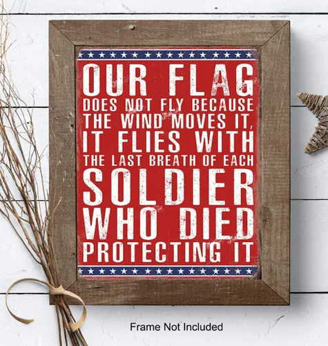 Miniatura 7 de Bandera estadounidense patriótica militar para decoración del hogar, decoración de habitación, arte de pared – Regalo para veterano estadounidense