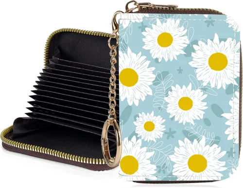 Miniatura 29 de Tarjetero de crédito para mujer, pequeña cartera RFID con cierre de llavero, bonita cartera de piel sintética, carteras para tarjetas de crédito