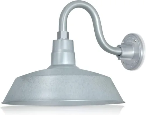 Miniatura 32 de 14 pulgadas. RLM Warehouse - Pantalla con brazo de cuello de cisne y bombilla Led A19 5000K de 9W Galvanizado (paquete de 2)