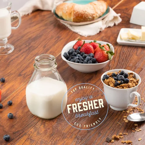 Miniatura 6 de kitchentoolz Botella de leche de vidrio de 16 onzas con tapa y boquilla de vertido, recipiente pequeño para crema de vidrio para refrigerador