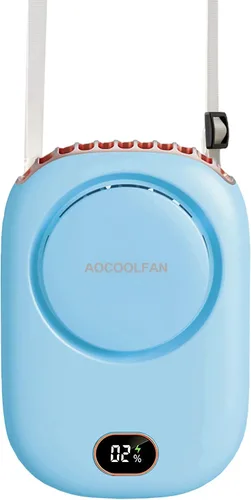 Miniatura 10 de AOCOOLFAN Ventilador de cuello portátil, mini ventilador de mano personal pequeño recargable por USB de 3 velocidades para niñas, niños y mujeres