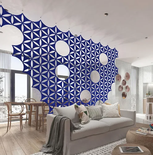 Miniatura 12 de Superficie de fibra de fieltro, tablero de fibra de poliéster de alta densidad, flor 3D, Venus, 14"x12", panel divisor de habitación colgante