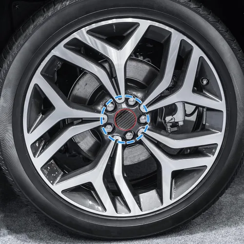 Miniatura 2 de ACROPIX Tapones centrales para llanta de automóvil de 2.362 in con 5 clips con adhesivo negro de fibra de carbono rojo – Paquete de 4, diámetro