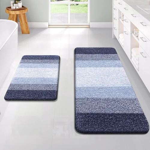 Miniatura 82 de OLANLY Juego de 2 alfombras de baño de microfibra suave y absorbente, antideslizantes, se pueden lavar y secar a máquina, alfombras de baño peludas