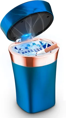 Miniatura 11 de Cenicero de automóvil, cenicero automático cigarro encendedor electrónico de cigarrillos desmontable, alimentado por energía solar/recargable por