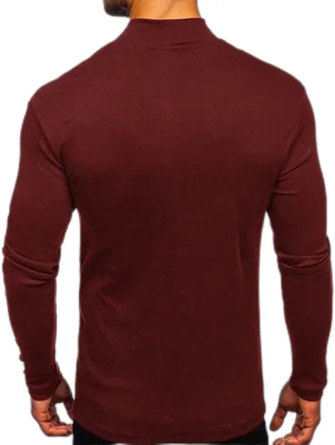 Miniatura 3 de Suéter de cuello alto para hombre, manga larga, diseño básico, elástico, ajustado, suéteres simulados