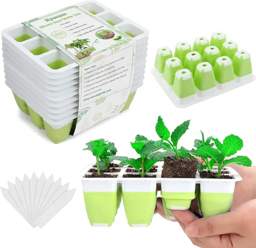 Miniatura 11 de Kit de iniciación de semillas reutilizables, bandejas de inicio de semillas de 72 celdas, bandejas de inicio de semillas de silicona para iniciar