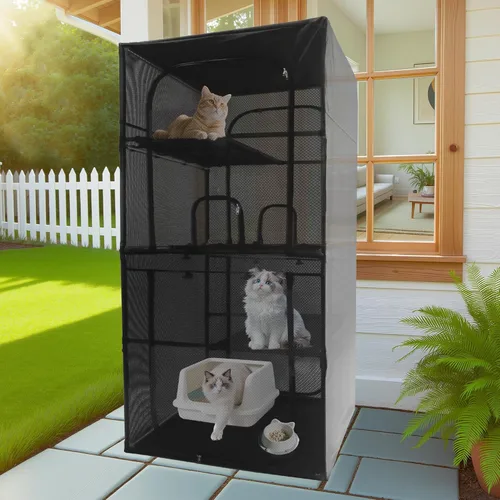 Miniatura 8 de Catio - Jaula grande para gatos de 61.4 pulgadas de alto, con perchas de 4 niveles, corralito para gatos de patio, gatito, perrera para múltiples