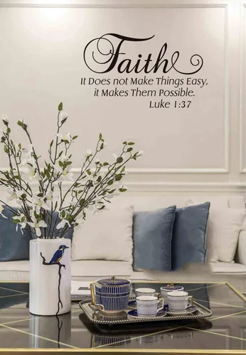 Miniatura 3 de Calcomanías de pared cristianas de Lucas 1:37, Faith It Does Not Make Things Easy It Makes Them Possible Bible Versículo Pegatinas de pared, citas
