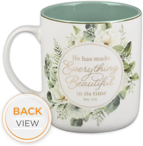 Miniatura 3 de Christian Art Gifts Taza grande de cerámica inspiradora para café y té con texto en inglés «Everything Beautiful Encouraging Bible Verse»