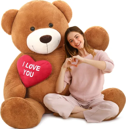 Miniatura 10 de MaoGoLan Oso de peluche gigante de 52" Oso de peluche - Te amo Corazón rojo Oso de peluche grande para regalo de San Valentín, aniversario, larga