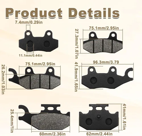 Miniatura 6 de ZICOO Pastillas de Freno Delantero y Trasero para Yamaha Rhino 660 450 YXR660 YXR450 4x4 Raptor 700 700R YFM700 YFM700R