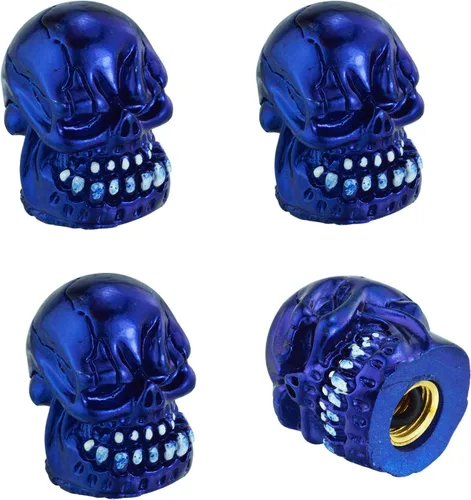 Miniatura 9 de Lunsom Tapas de vástago de válvula de neumático de calavera para válvulas de aire de automóvil, cubierta de vástagos de rueda de presión, accesorios