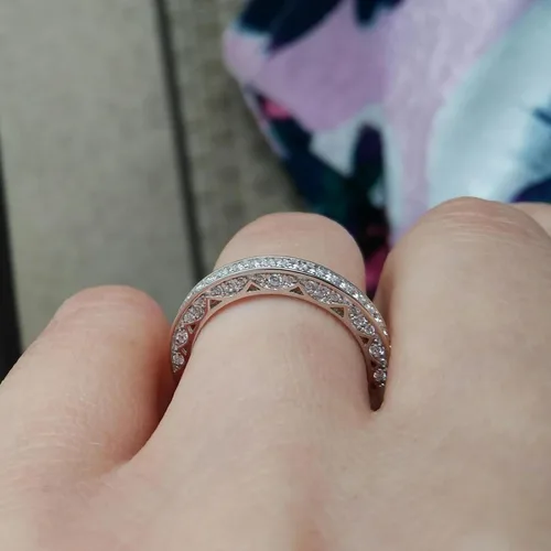 Miniatura 3 de Newshe Jewellery Banda de Boda Apilable Anillos de Compromiso de Circonita Cúbica para Mujeres Plata de Ley 925 Eternidad Aniversario Nupcial