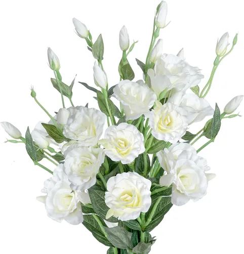 Miniatura 8 de Grand Verde Eustoma - Ramo de flores artificiales de 30 pulgadas de largo, ramo de rosas sintéticas, docenas de cabezas de seda que florecen