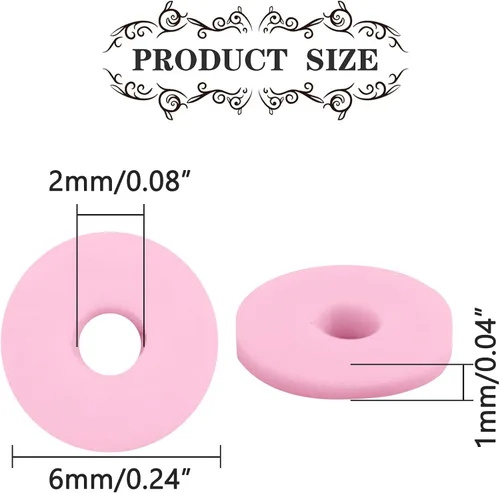 Miniatura 3 de 1000 cuentas Heishi de arcilla polimérica rosa para hacer joyas, pulseras, collares de 0.236 in