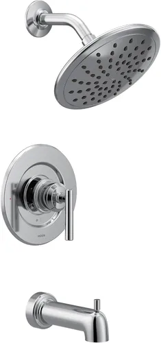 Miniatura 2 de Moen Gibson T3003EP - Moderna moldura cromada Posi-Temp para bañera y ducha con válvula de ducha de lluvia de 8 pulgadas requerida, T3003EP Cromo
